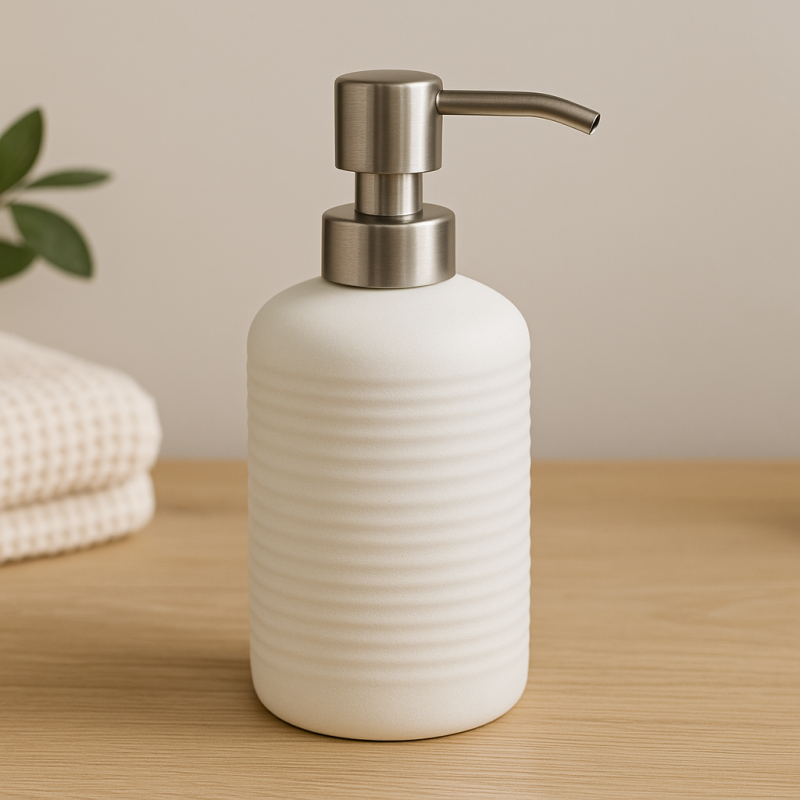 Distributeur de savon Japandi “Nami” – Salle de bain minimaliste