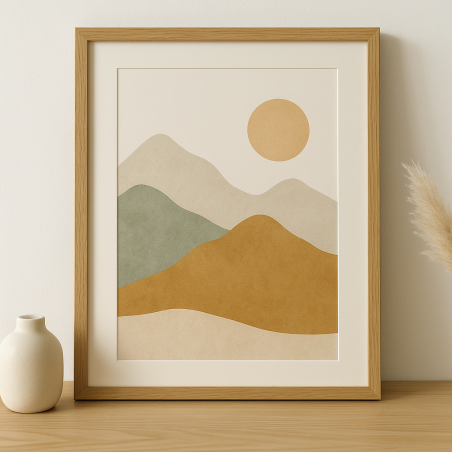 Affiche murale Japandi « Montagnes Douces » – Décoration naturelle et minimaliste